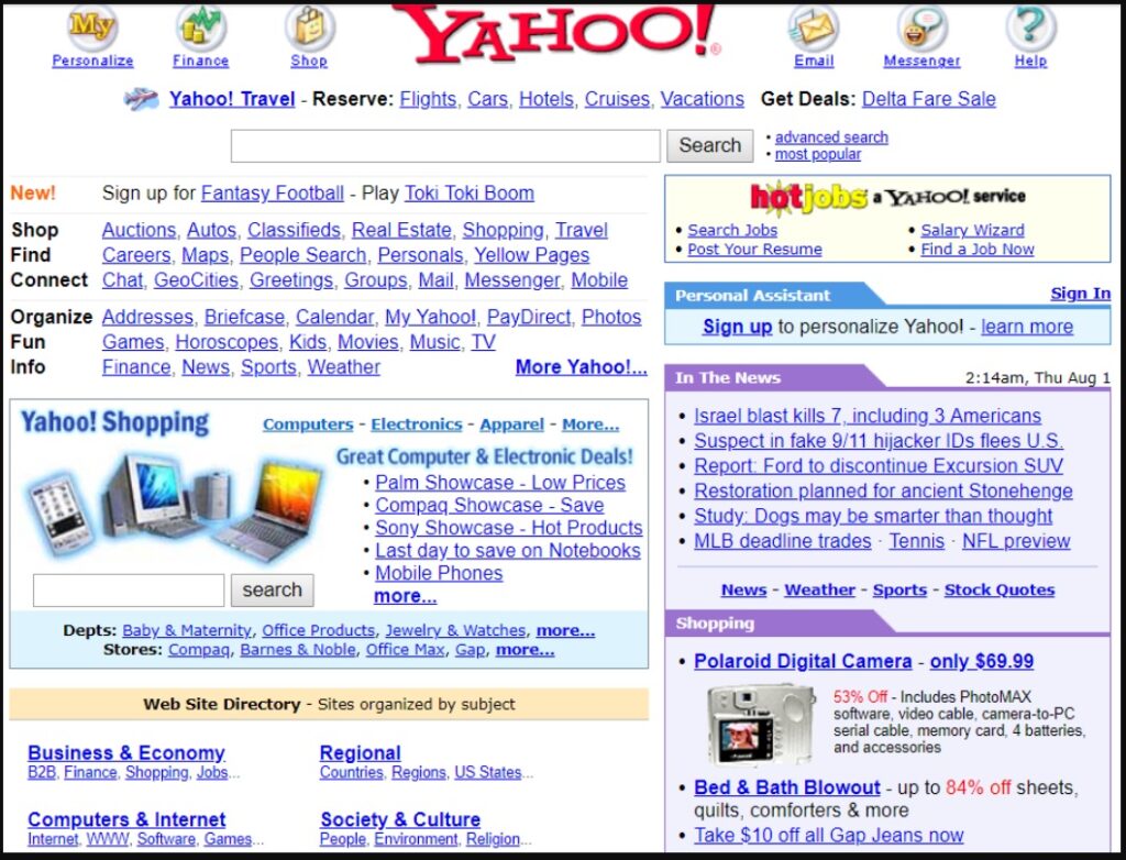 Pierwsza wyszukiwarka internetowa Yahoo
