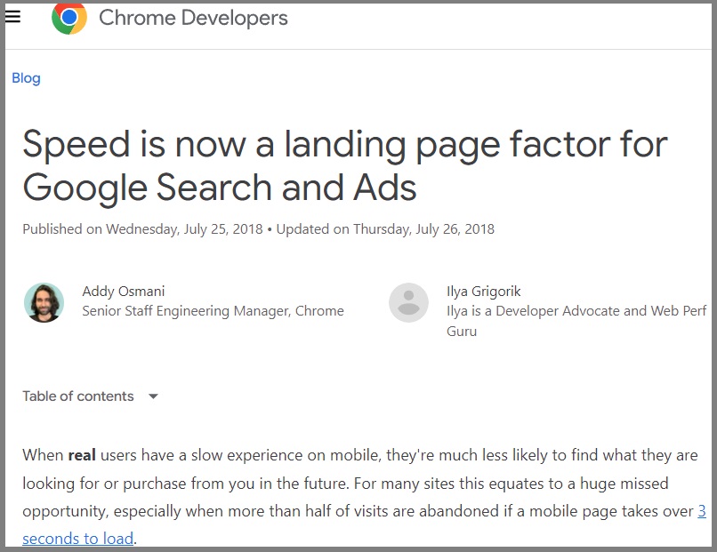 page speed ma wpływ na reklamy google ads